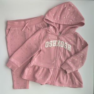 Toddler Girl OshKosh B'gosh® Peplum Hem Polka Dot Hoodie with Pants Size 18M